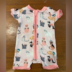Little Sleepies Pink Cat Print Romper
